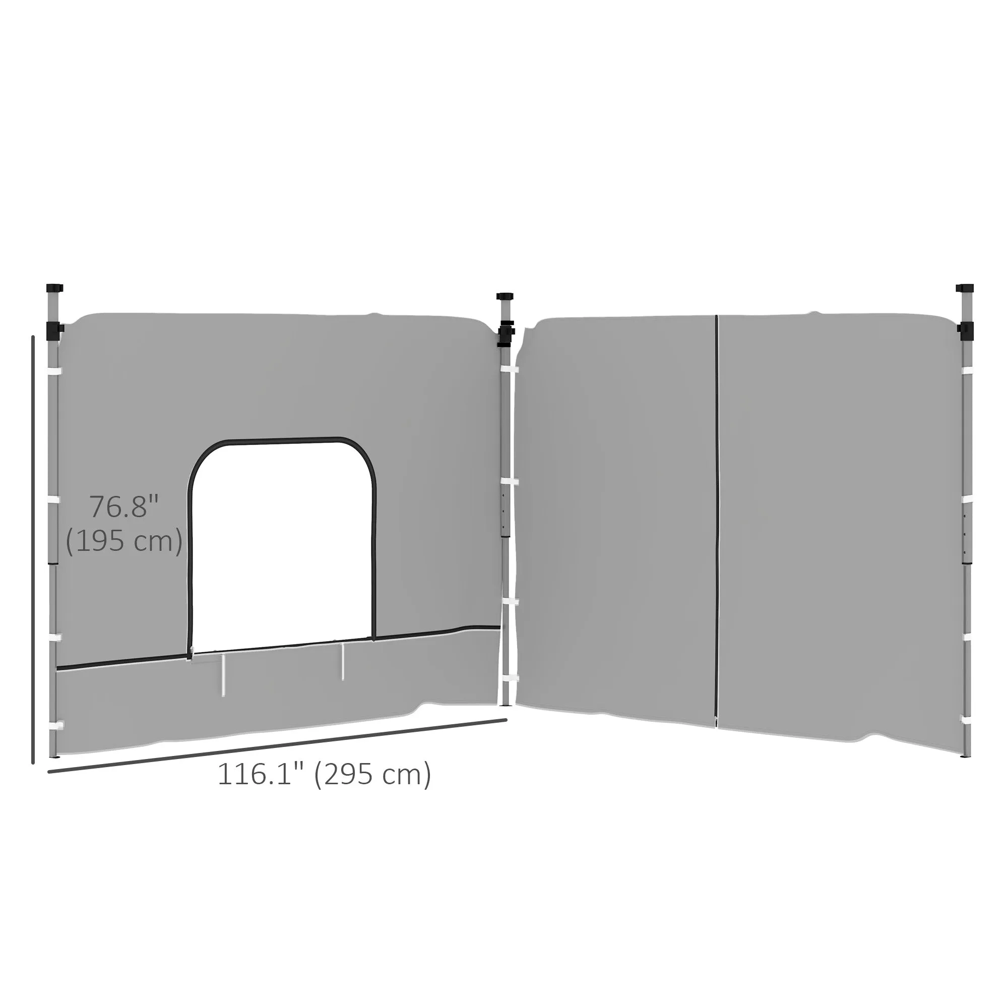2-Pack Sidewalls with Zipper and Mesh Window for 10' x 10' Canopy, Light Grey