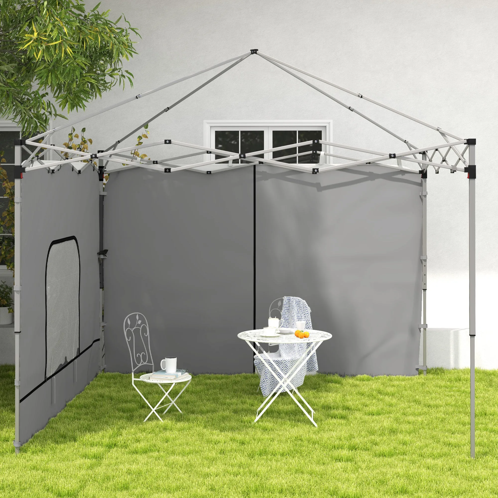 2-Pack Sidewalls with Zipper and Mesh Window for 10' x 10' Canopy, Light Grey