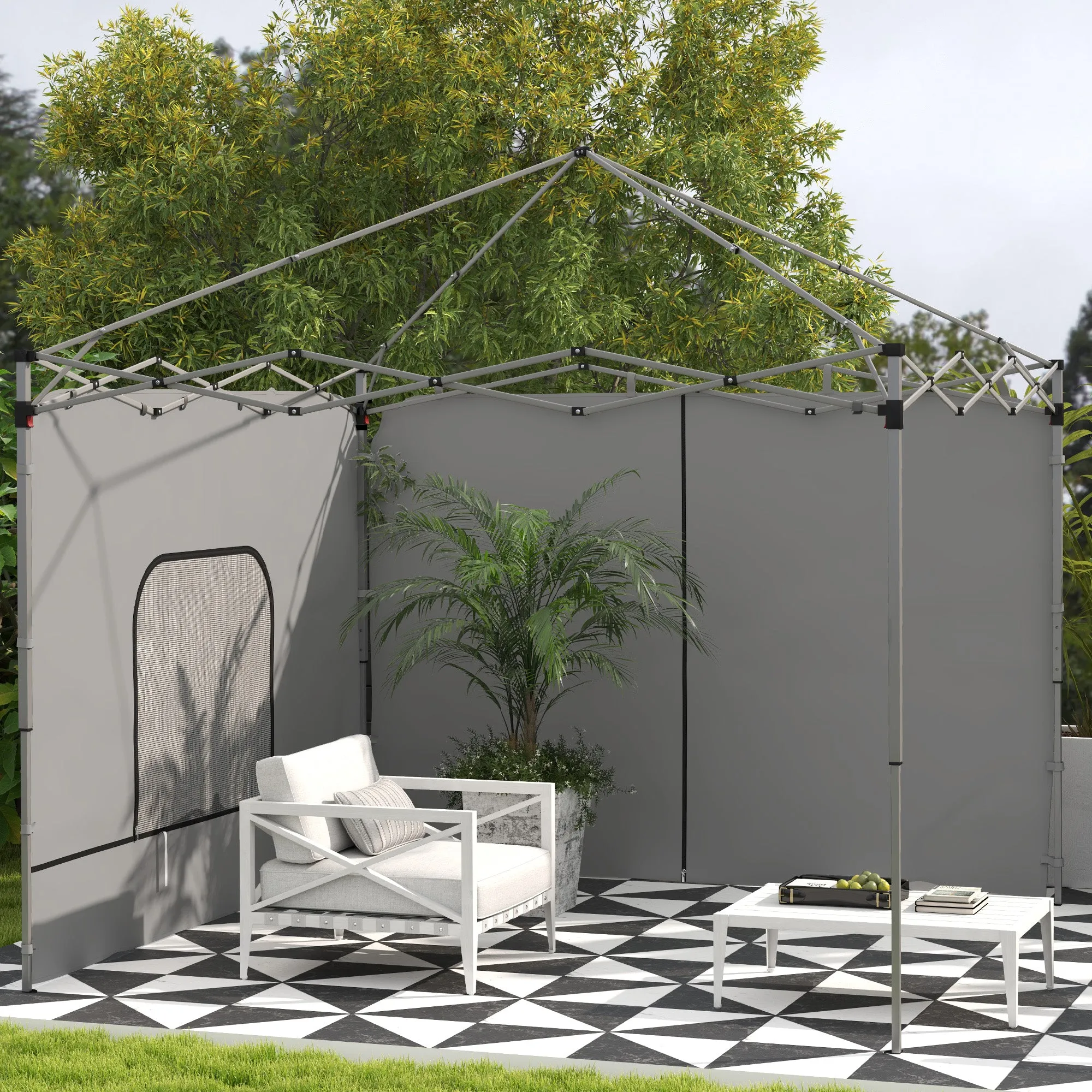 2-Pack Sidewalls with Zipper and Mesh Window for 10' x 10' Canopy, Light Grey