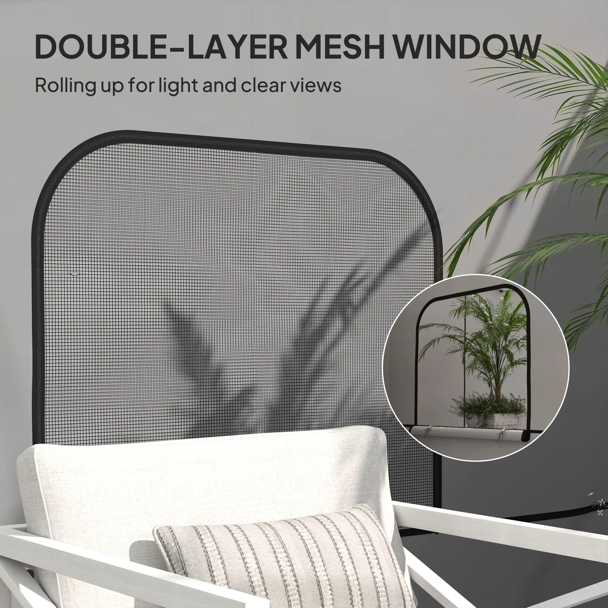 2-Pack Sidewalls with Zipper and Mesh Window for 10' x 10' Canopy, Light Grey