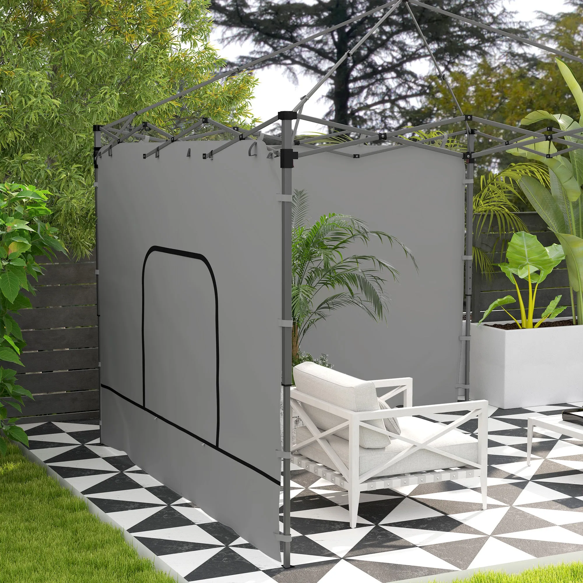 2-Pack Sidewalls with Zipper and Mesh Window for 10' x 10' Canopy, Light Grey