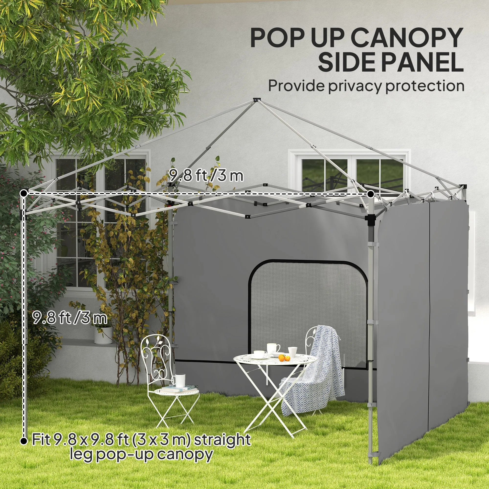 2-Pack Sidewalls with Zipper and Mesh Window for 10' x 10' Canopy, Light Grey
