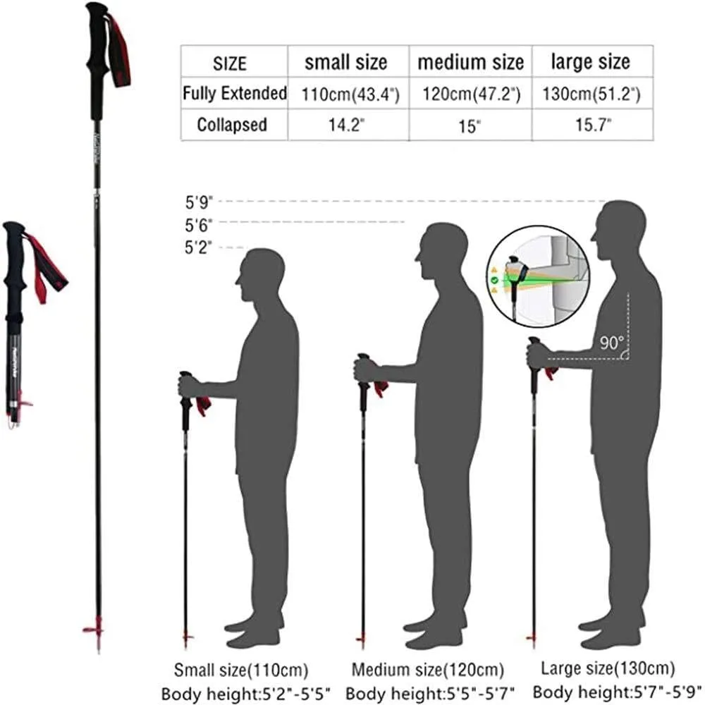 2-Pack Ultralight Carbon Fiber Collapsible Trekking Poles – Adjustable Quick Lock Hiking & Walking Sticks for Men & Women