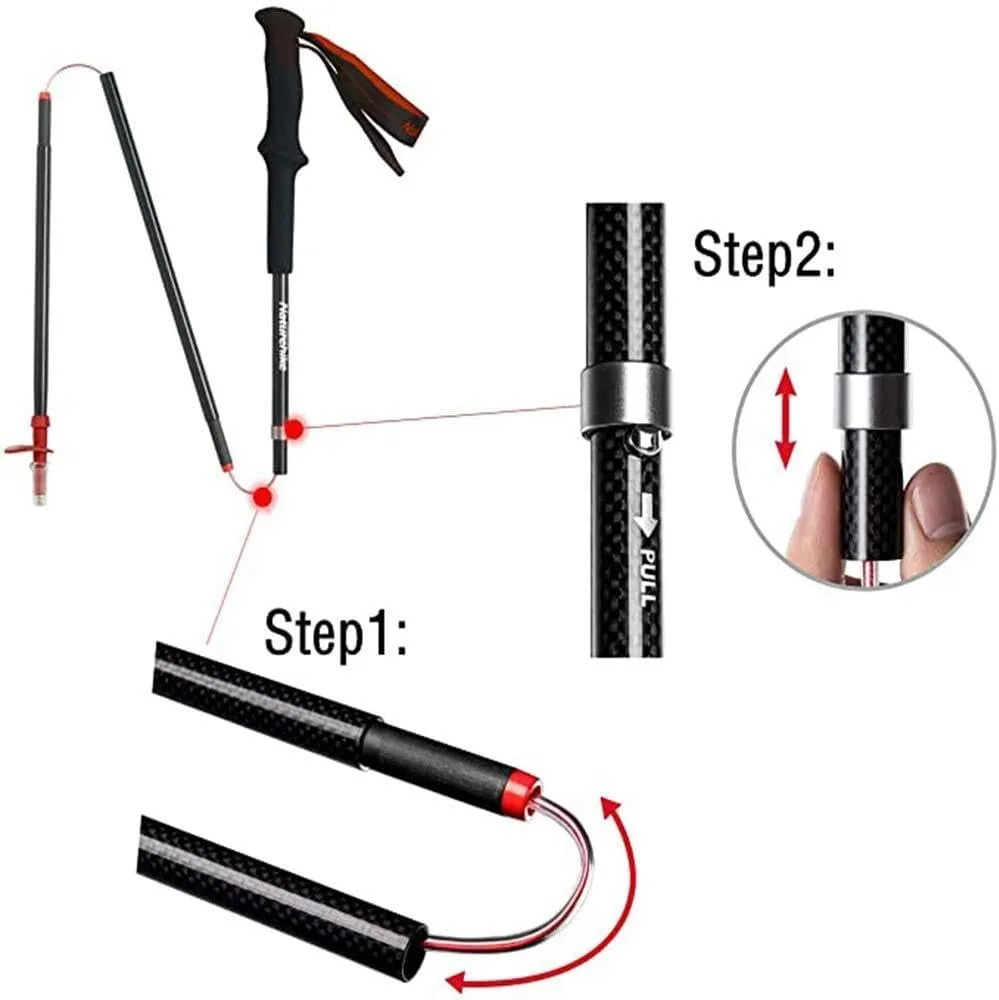 2-Pack Ultralight Carbon Fiber Collapsible Trekking Poles – Adjustable Quick Lock Hiking & Walking Sticks for Men & Women