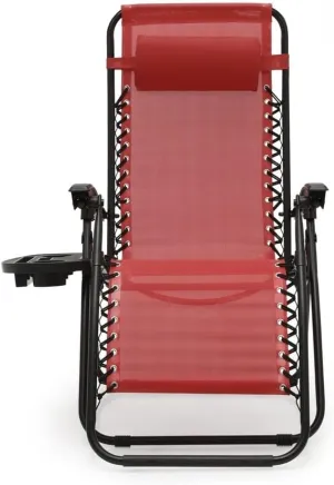 2 Pcs Foldable Outdoor Zero Gravity Chair Beach Lounge Recliner w/Dringk Holder