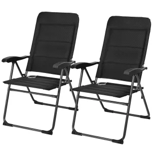 2 Pcs Folding Patio Chairs with Adjustable Backrest
