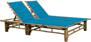 2-Person Sun Lounger with Cushions Bambootanning Chair Camping Chairs Patio Chairs Recliner chairSuitable for Gardens, courtyards