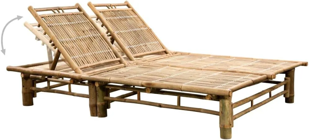 2-Person Sun Lounger with Cushions Bambootanning Chair Camping Chairs Patio Chairs Recliner chairSuitable for Gardens, courtyards