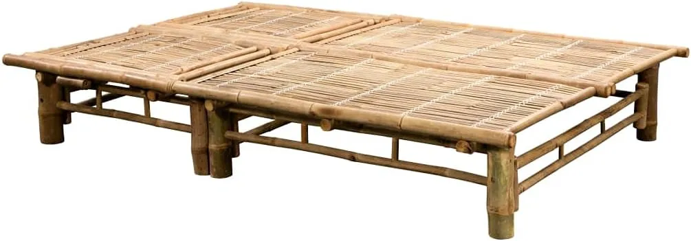 2-Person Sun Lounger with Cushions Bambootanning Chair Camping Chairs Patio Chairs Recliner chairSuitable for Gardens, courtyards