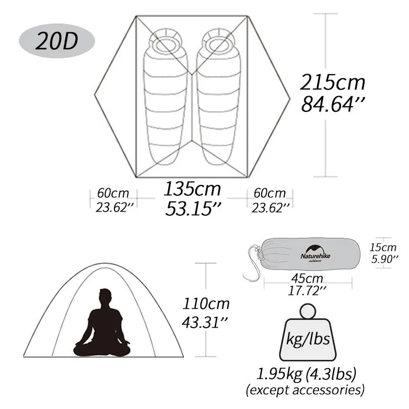 2 Person Ultralight Waterproof Camping Tent