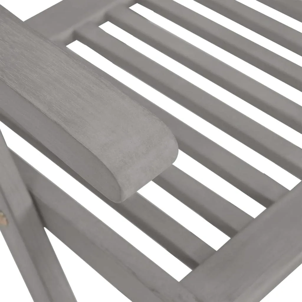 2-Piece Gray Solid Acacia Wood Folding Patio Chairs, Reclining Outdoor Lounge Chairs with 5 Adjustable Positions, Weather-Resistant for Backyard, Poolside, Camping