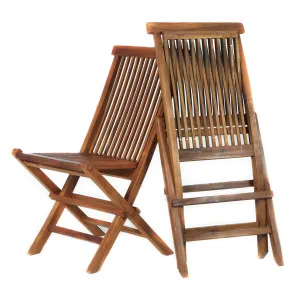 2-Piece Teak Foldable Wood Patio Chairs