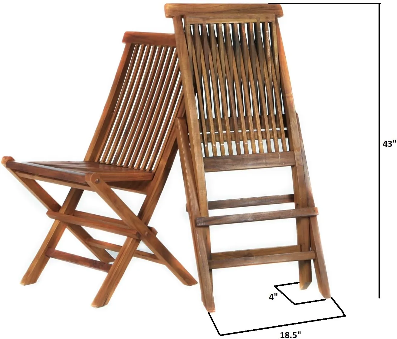 2-Piece Teak Foldable Wood Patio Chairs