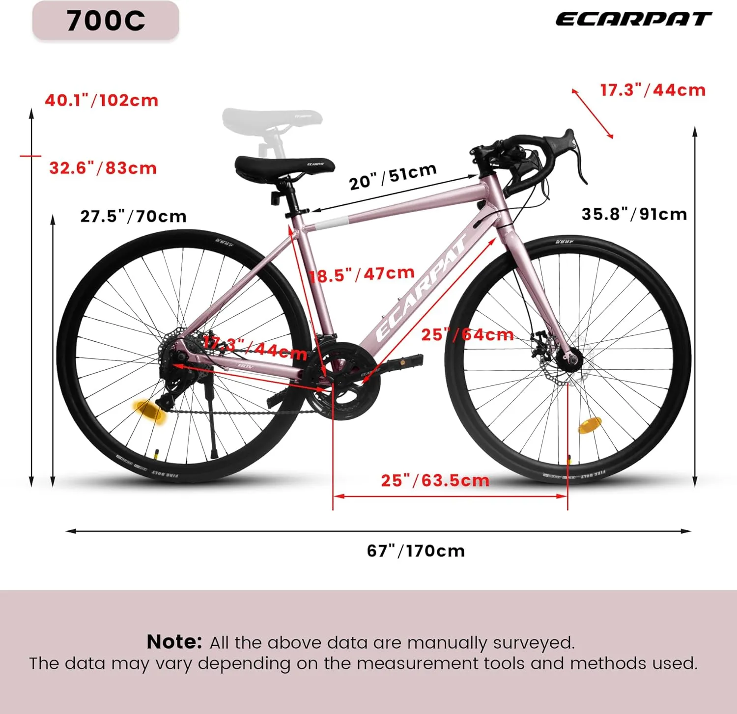 20 Inch 700C Road Bike, 16-Speed Outdoor Bike Disc Brakes, Light Weight Aluminum Frame,Racing Bike City Commuting Road Bicycle L Size for Men Women