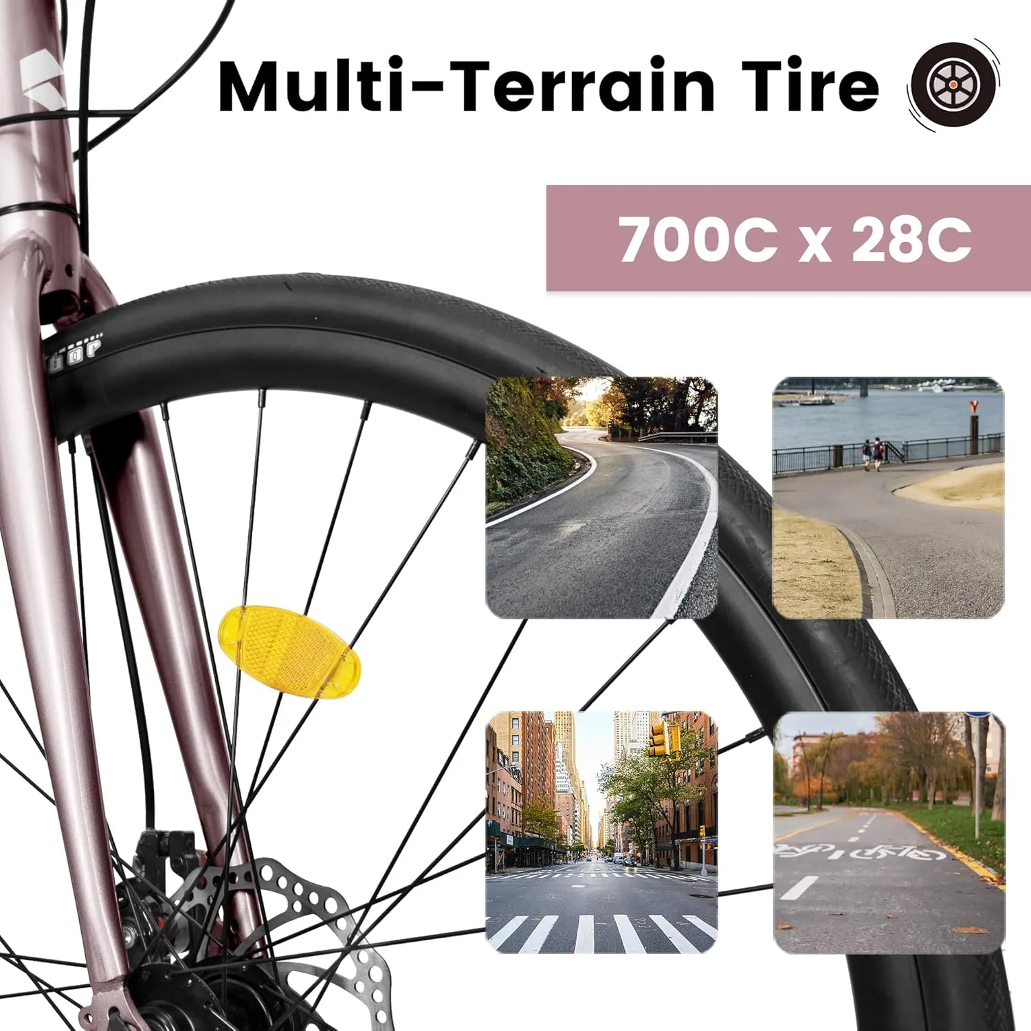 20 Inch 700C Road Bike, 16-Speed Outdoor Bike Disc Brakes, Light Weight Aluminum Frame,Racing Bike City Commuting Road Bicycle L Size for Men Women