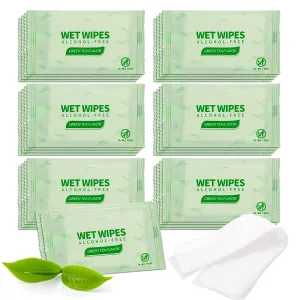 200 pcs Tea Wet Wipes Individually Wrapped, Disposable Skin Cleansing Wipes, Individual Wrapped, Safe, Convenient, Lightweight, Aloe Vera for Butt, Hands, Face Cleaning, Ideal for Daily Use