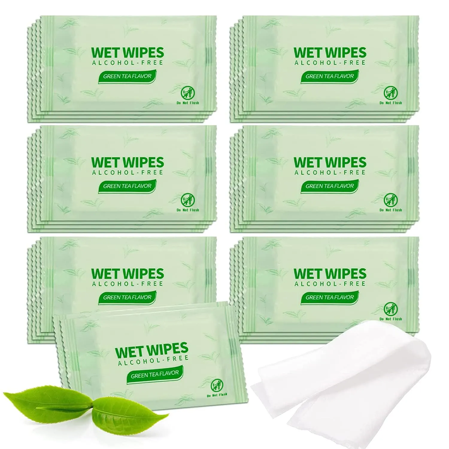 200 pcs Tea Wet Wipes Individually Wrapped, Disposable Skin Cleansing Wipes, Individual Wrapped, Safe, Convenient, Lightweight, Aloe Vera for Butt, Hands, Face Cleaning, Ideal for Daily Use