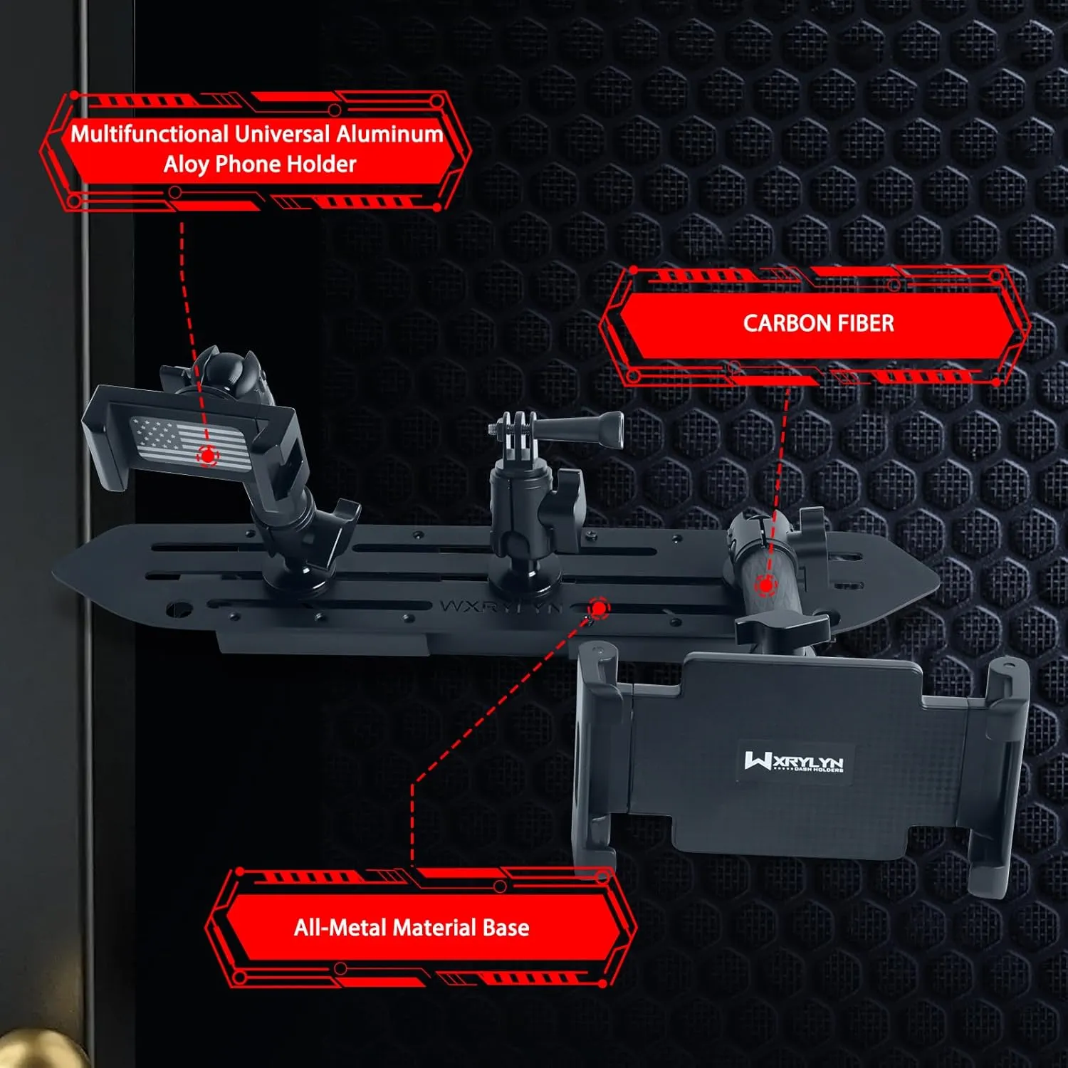 2018-2023 Wrangler JL 3-in-1 Dash Phone Mount Phone Holder for 2018-2023 J eep Wrangler JL (NOT 4xe) 2020-2023 Gladiator Metal Dash Platform Go P ro Phone Ipad Mount