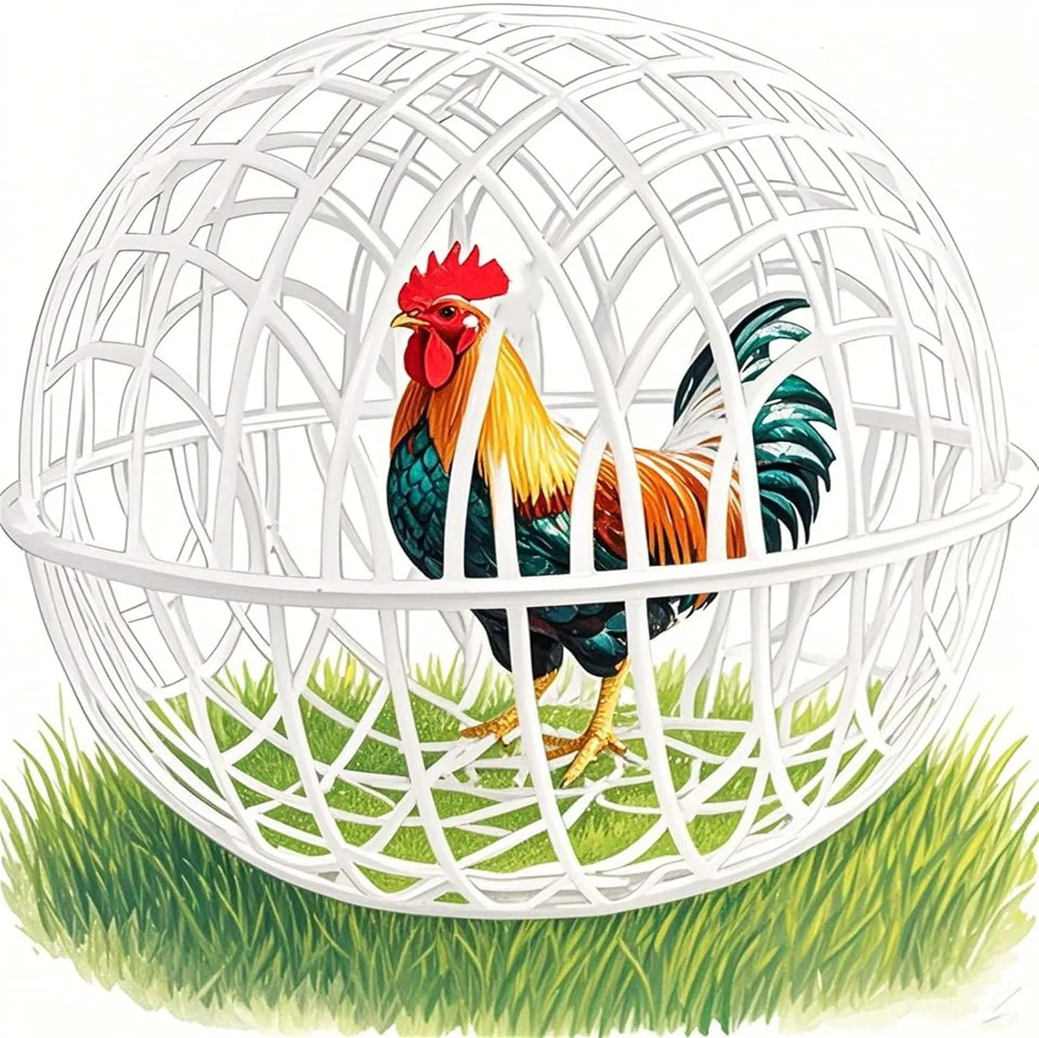 2025 New Chicken Coop Circular PVC Cage, 3Pack Outdoor Rollable Round Chicken Cage, Pet Removable Safety Cage, Prevents Dog Bites Horse Trampling,for Chicks Rabbits Birds (M)