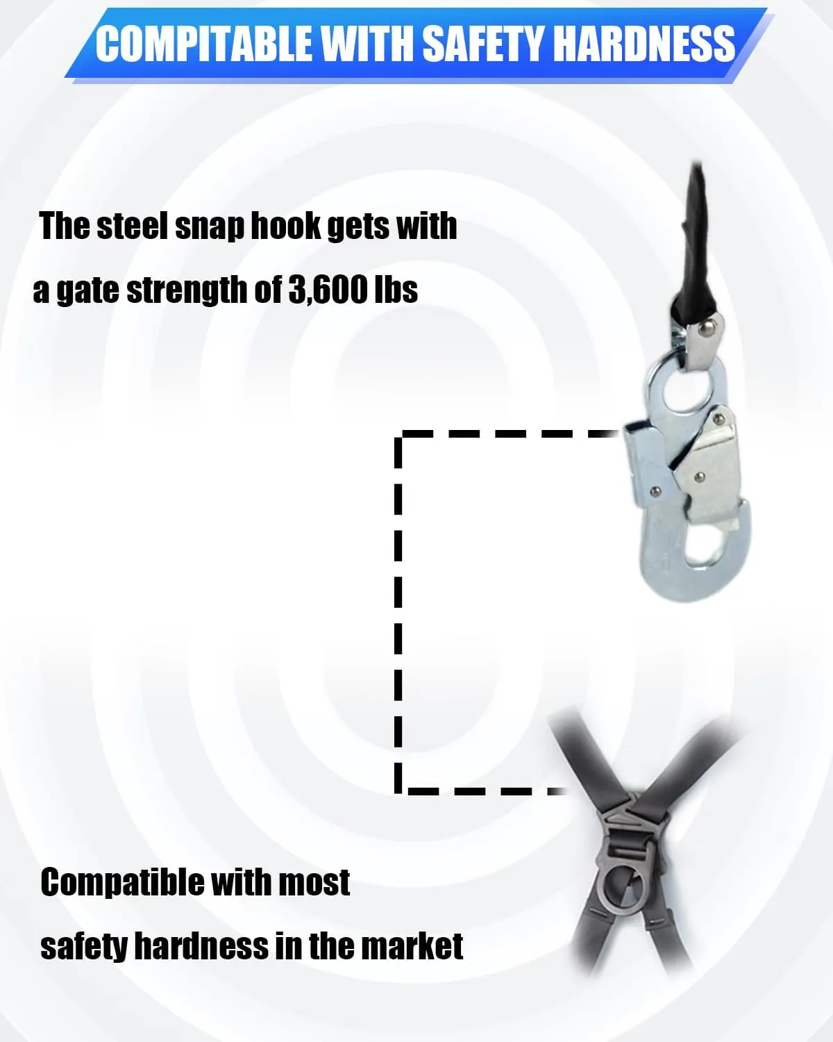 20FT Shemior Web Self Retracting Lifeline, No Tangle Lightweight Housing SRL, Self Retractable Safety Lanyard, Fall Arrest Protection PPE Gear for Roofing Construction, OSHA/ANSI Compliant
