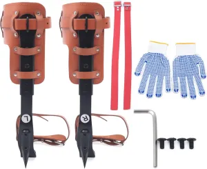 220lbs Tree Climbing Spikes - 1 Pair Carbon Steel Pole Climbing Spurs and Cow Leather w/Strap Adjust Climbing Spurs Tool Set for Climbers Logging Hunting Observation Fruit Picking