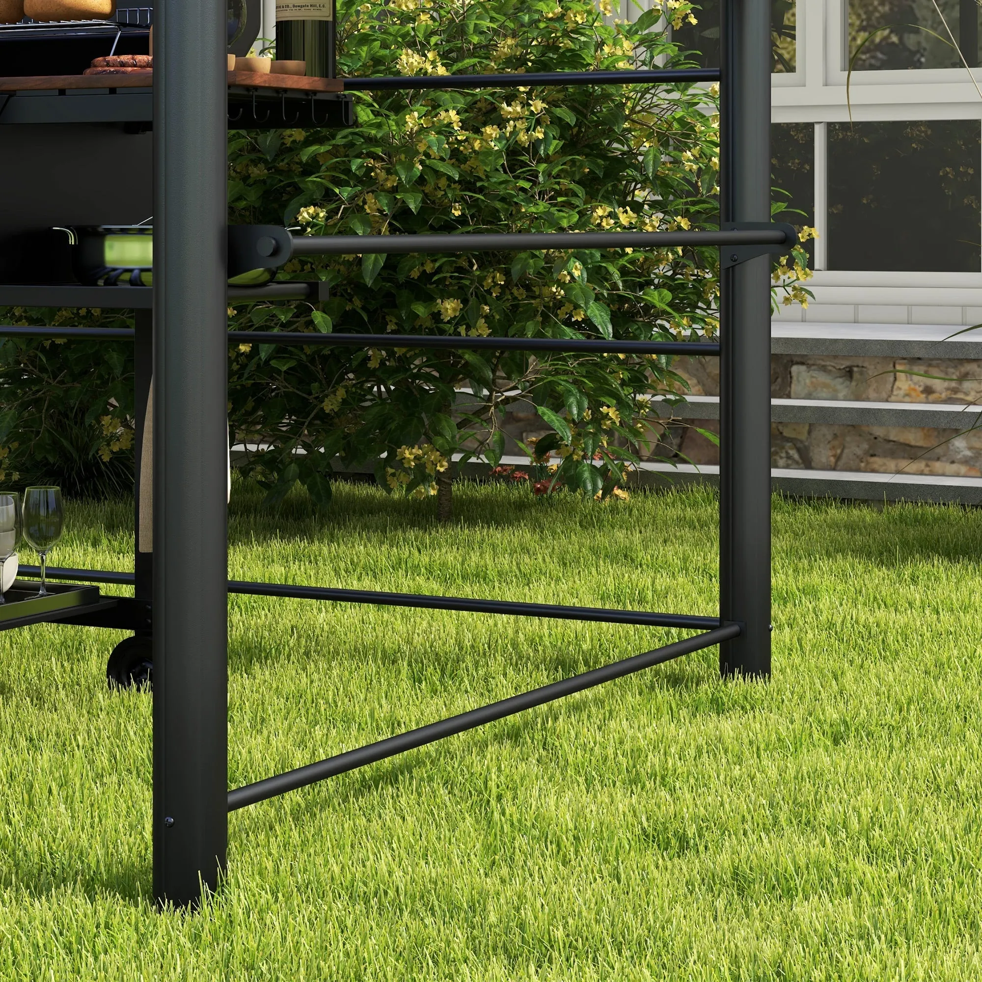2.4 x 1.5m Grill Gazebo Outdoor BBQ Gazebo Canopy with Side Shelves Hanging Poles Great Ventilation PC Board