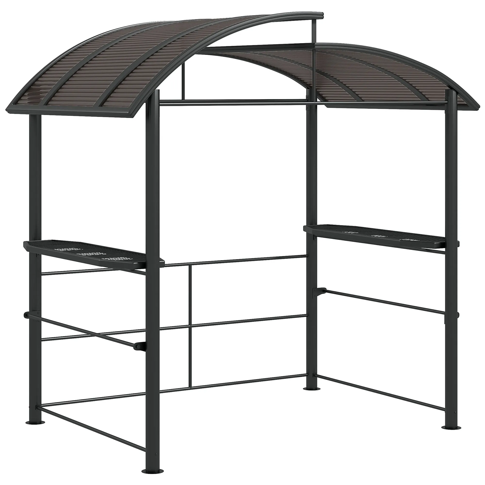 2.4 x 1.5m Grill Gazebo Outdoor BBQ Gazebo Canopy with Side Shelves Hanging Poles Great Ventilation PC Board