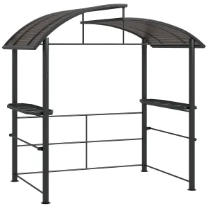 2.4 x 1.5m Grill Gazebo Outdoor BBQ Gazebo Canopy with Side Shelves Hanging Poles Great Ventilation PC Board