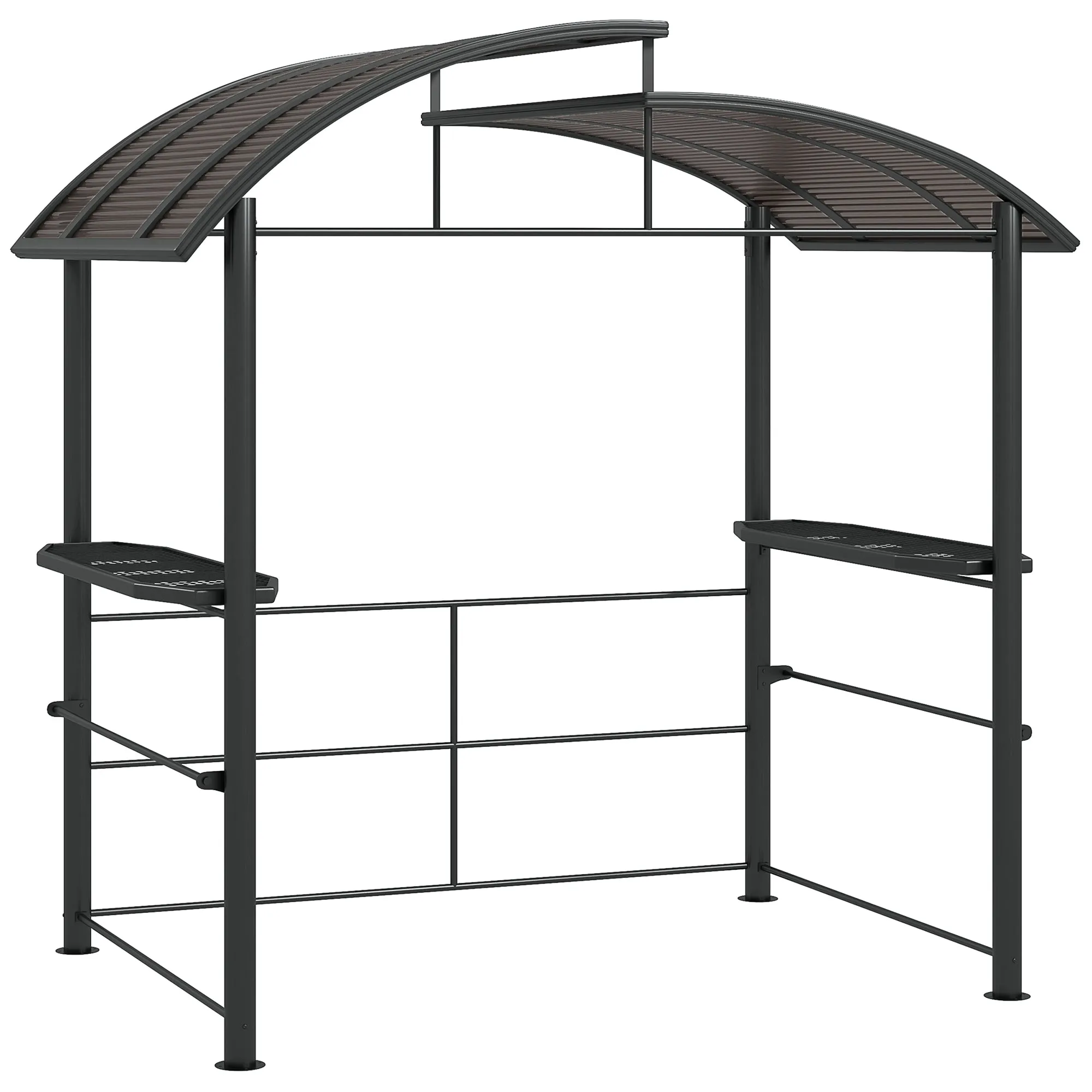 2.4 x 1.5m Grill Gazebo Outdoor BBQ Gazebo Canopy with Side Shelves Hanging Poles Great Ventilation PC Board