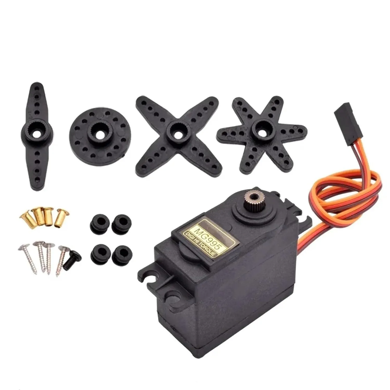 2/4pcs 180 360 MG995 Arduino Metal Gear Servo Motor Servomotor Torque DIY RC Car Robot Helicopter Model Remote Control Aircraft(Half Metal - 360,4PCS)