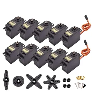 2/4pcs 180 360 MG995 Arduino Metal Gear Servo Motor Servomotor Torque DIY RC Car Robot Helicopter Model Remote Control Aircraft(Half Metal - 360,4PCS)