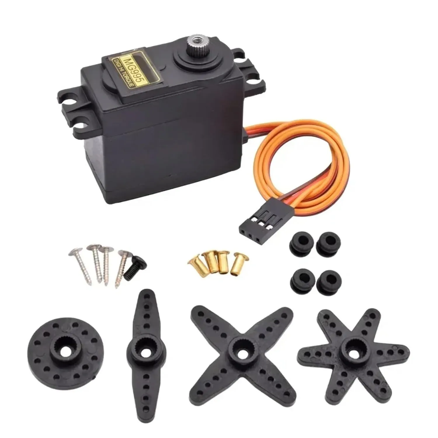 2/4pcs 180 360 MG995 Arduino Metal Gear Servo Motor Servomotor Torque DIY RC Car Robot Helicopter Model Remote Control Aircraft(Half Metal - 360,4PCS)