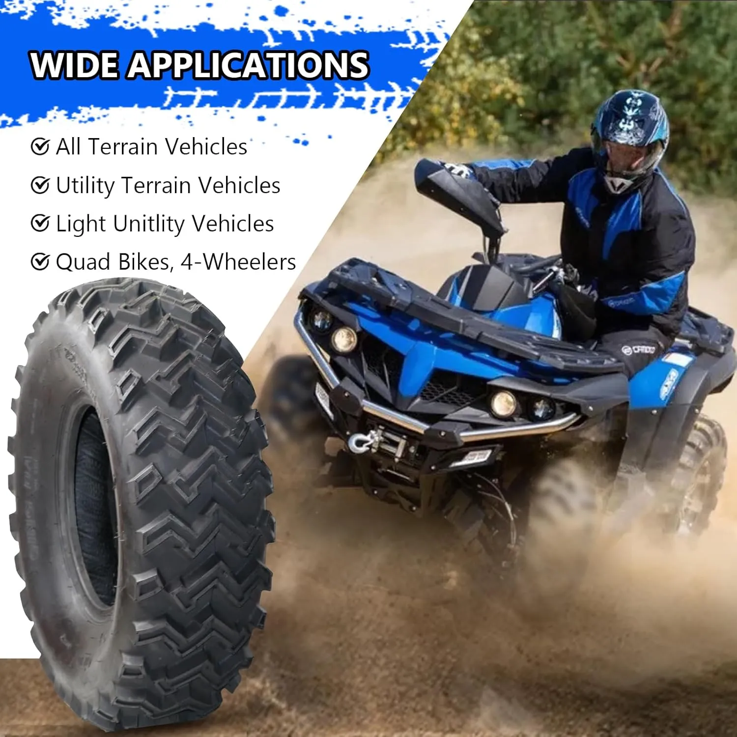 24x8-14 ATV Tires (Pack of 2, Tubeless) - 4-Ply Durable AII-Surface Tire for Sport ATV/UTV & Go Karts, Superior Traction, Smooth Ride, Ideal for Off-Road, Trail, Rock & Desert Adventures