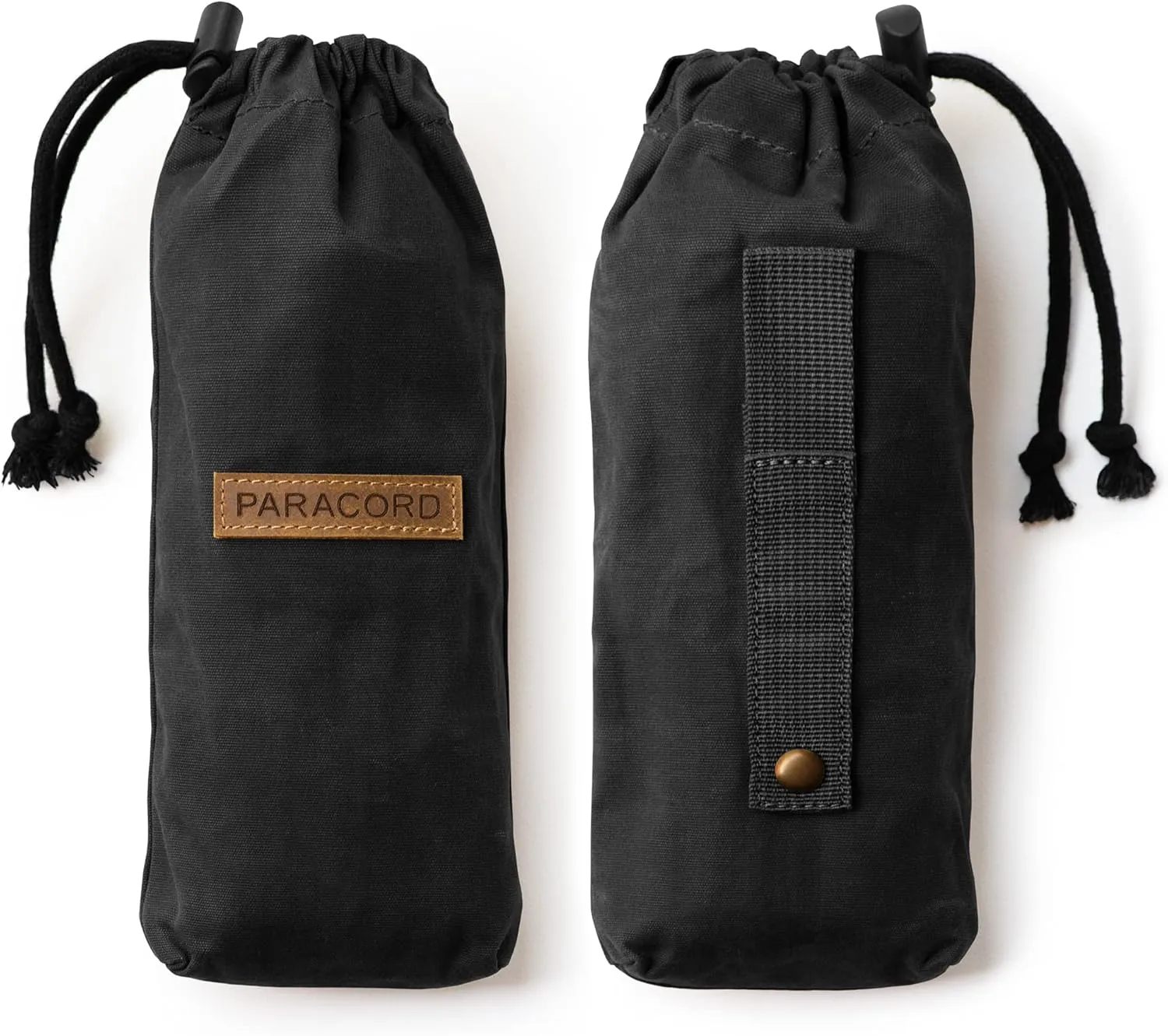 2in1 SurvivorCord & Bushcraft Canvas Bag - MOLLE Strap to Hold Up To 100ft Waxed Canvas Pouch - Mushroom Foraging, Hiking - Black