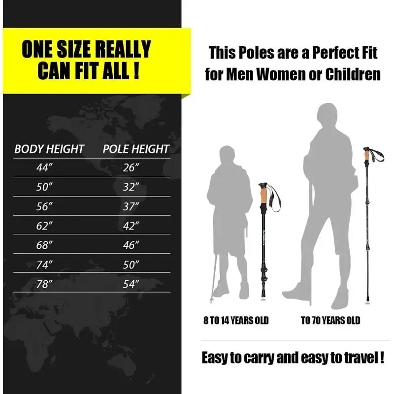 2Pcs Ultralight Foldable Carbon Fiber Trekking Poles: Walking Sticks and Hiking Canes