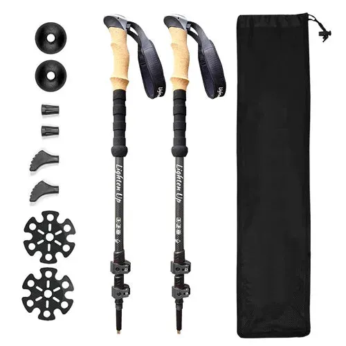 2Pcs Ultralight Foldable Carbon Fiber Trekking Poles: Walking Sticks and Hiking Canes