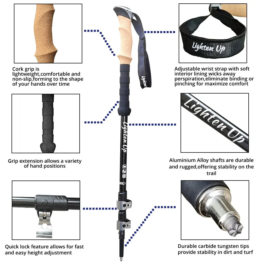 2Pcs Ultralight Foldable Carbon Fiber Trekking Poles: Walking Sticks and Hiking Canes