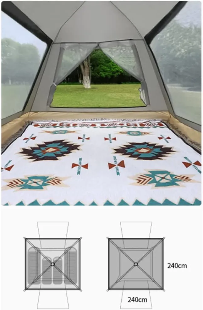 3-4 Person 60 Sec Setup Family Camping Tent Waterproof & Windproof Tent with Top Rainfly, Instant Cabin Tent for Camping Hiking Mountaineering (Brown 210X210X135CM)