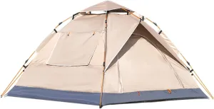 3-4 Person Camping Tent,Waterproof Family Tent For Camping,Quick Setup Instant Tent,Double Layer Anti-UV Beach Canopy Tent,Beach Tents Sun Shelter Pop Up For Hiking,Traveling ( Color : /Khaki , Size :