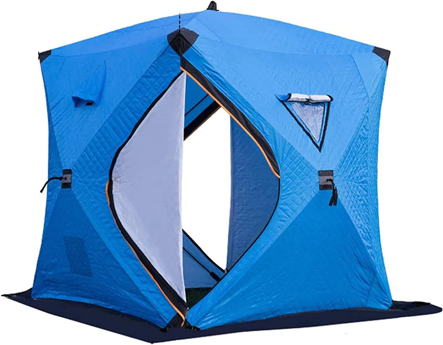 3-4 Person Portable Ice Fishing Shelter Easy Set-up Winter Fishing Tent Ice Fishing Tent with Carry Bag Fishing Equipment Outdoors (Blue 3~4 Person 180X180X210CM)