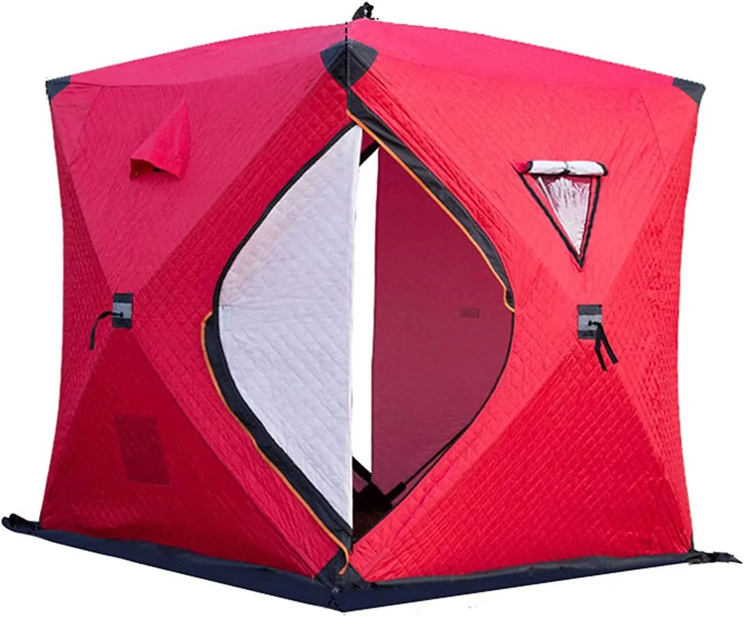 3-4 Person Portable Ice Fishing Shelter Easy Set-up Winter Fishing Tent Ice Fishing Tent with Carry Bag Fishing Equipment Outdoors (Red 3~4 Person 180X180X210CM)