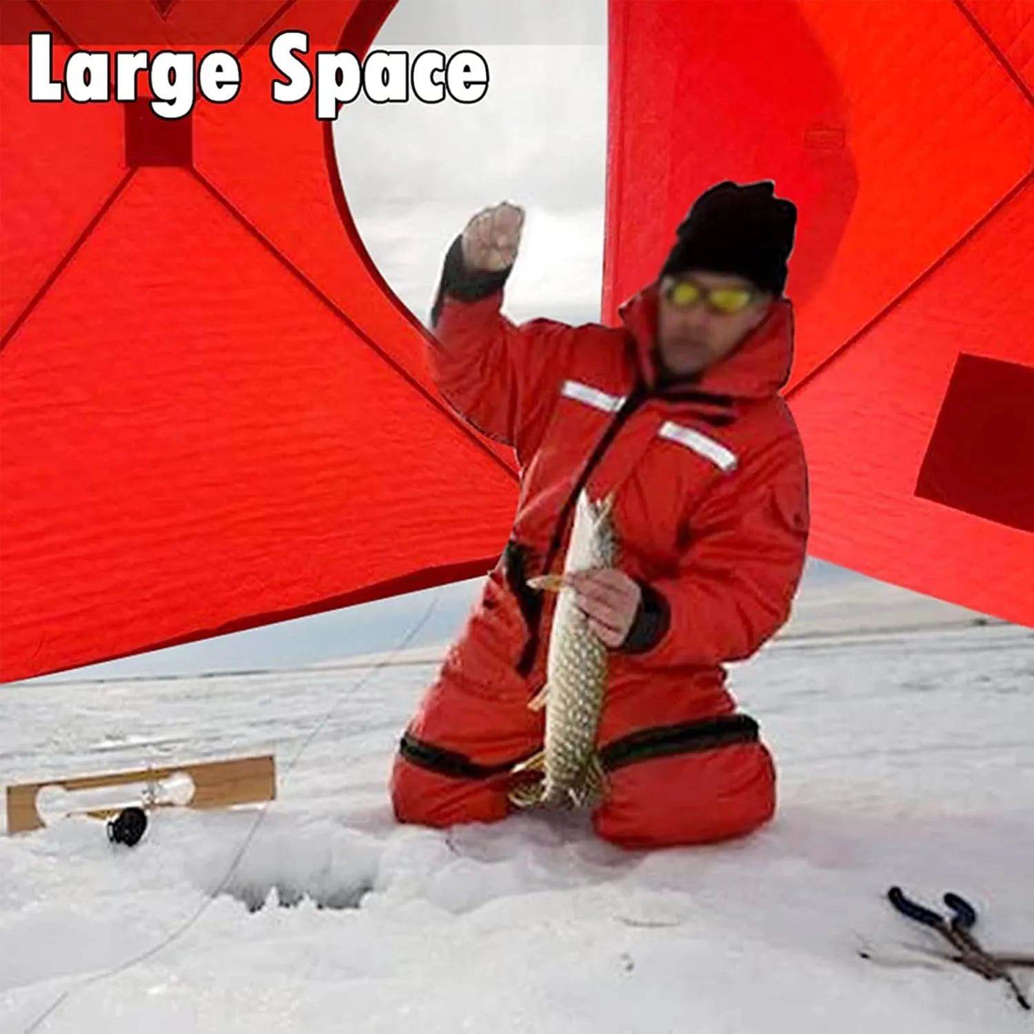 3-4 Person Portable Ice Fishing Shelter Easy Set-up Winter Fishing Tent Ice Fishing Tent with Carry Bag Fishing Equipment Outdoors