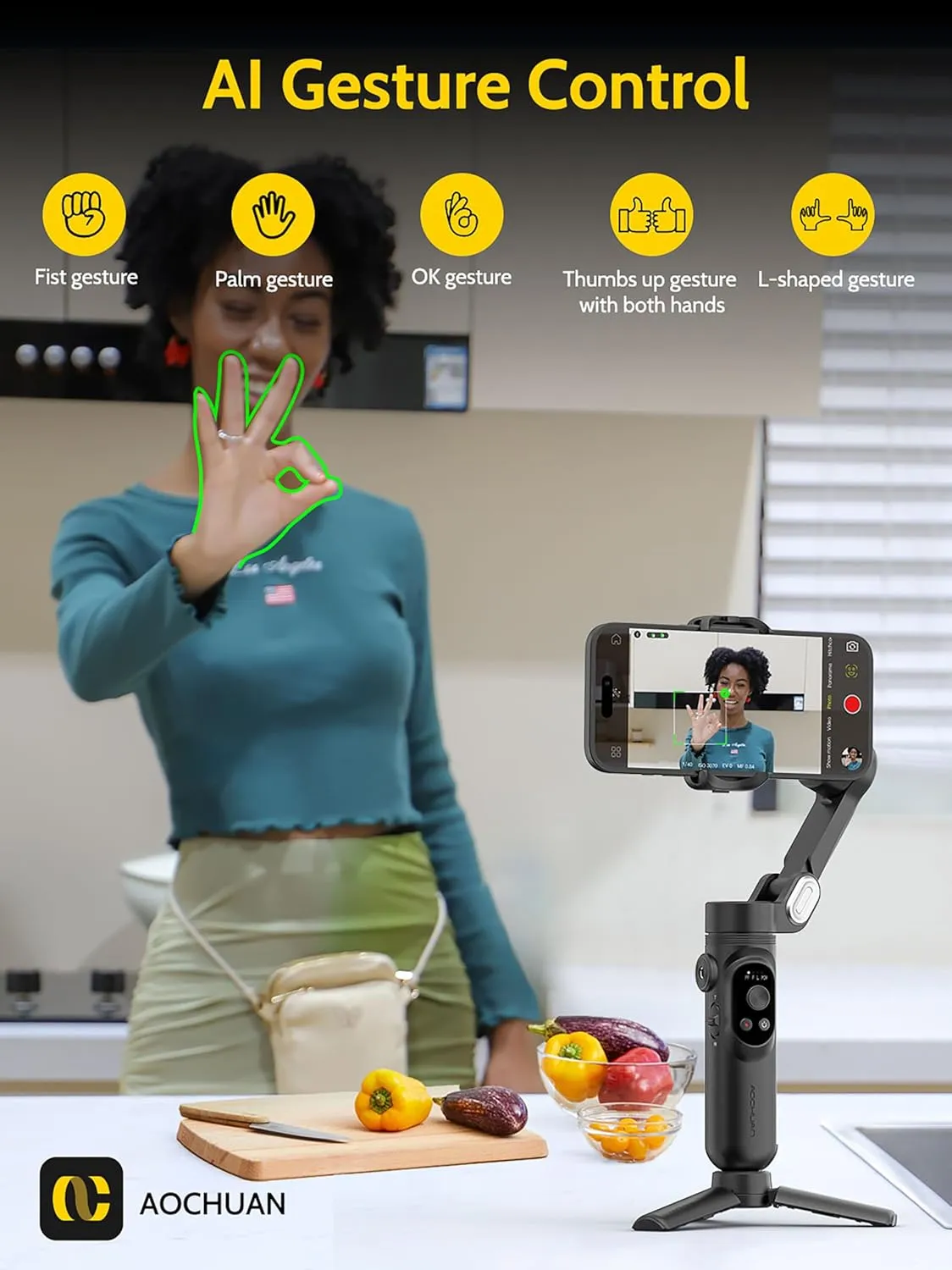 3-axis Phone Gimbal Stabilizer for iPhone 15/14/13 Pro Max Android w/Face Tracking,1/4"Threads,Built-in Fill Light, Portable Smartphone Gimbal Video Recording for TikTok,YouTube-Smart X Black