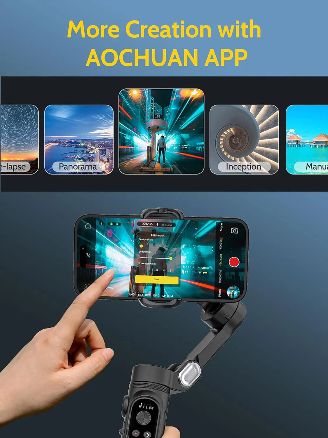 3-axis Phone Gimbal Stabilizer for iPhone 15/14/13 Pro Max Android w/Face Tracking,1/4"Threads,Built-in Fill Light, Portable Smartphone Gimbal Video Recording for TikTok,YouTube-Smart X Black