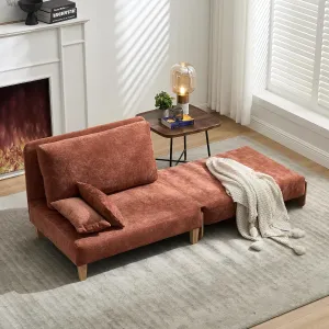 3-in-1 Foldable Sofa Bed Recliner Sleeper, Mid-Century Modern Convertible Sofa Chair with 3 Pillows, Space-Saving Design for Small Spaces, Bedroom, Study & Guest Room, Orange