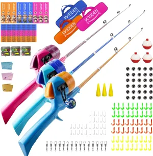 3 Packs Kids Fishing Pole, Telescopic Fishing Rod, Toddler Collapsible Fishing Rod and Reel Combo with Tackle Box, Fishing Line and Soft Lures for Boy, Girl, Youth, Beginner, Over 4 Years Old