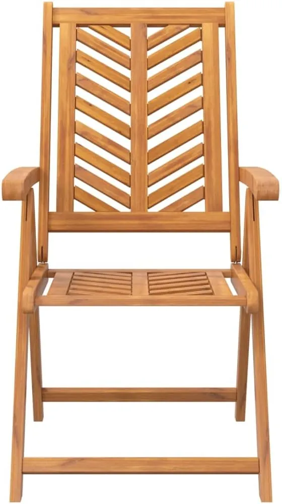 3-Piece Solid Acacia Wood Reclining Patio Chairs with 5 Adjustable Positions, Fishbone Design Outdoor Lounge Chairs for Garden Poolside Backyard (33.1-42.9 Inch Height)