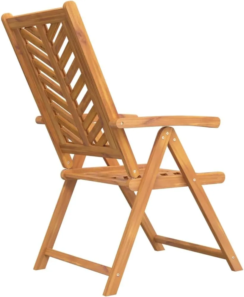 3-Piece Solid Acacia Wood Reclining Patio Chairs with 5 Adjustable Positions, Fishbone Design Outdoor Lounge Chairs for Garden Poolside Backyard (33.1-42.9 Inch Height)