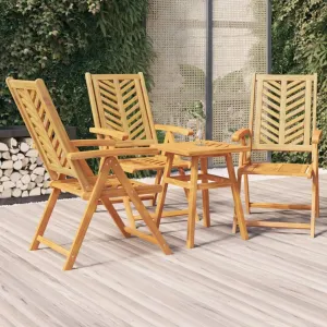 3-Piece Solid Acacia Wood Reclining Patio Chairs with 5 Adjustable Positions, Fishbone Design Outdoor Lounge Chairs for Garden Poolside Backyard (33.1-42.9 Inch Height)