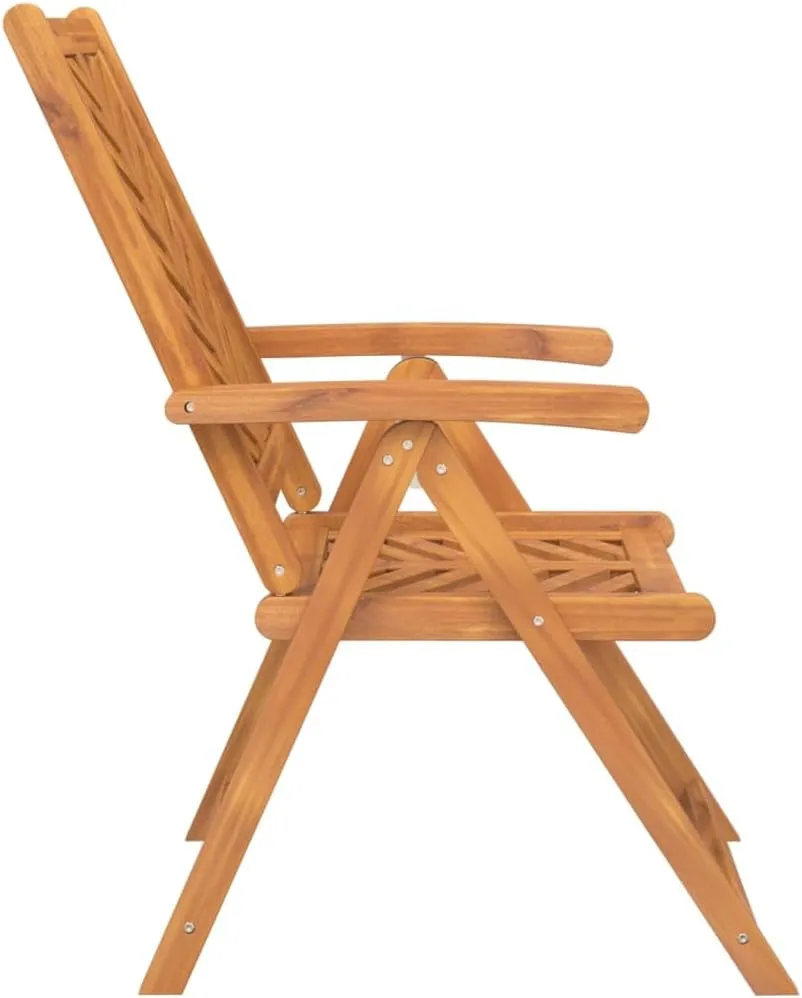 3-Piece Solid Acacia Wood Reclining Patio Chairs with 5 Adjustable Positions, Fishbone Design Outdoor Lounge Chairs for Garden Poolside Backyard (33.1-42.9 Inch Height)